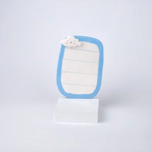 تخته مگنتی ابر فانتزی سرامیکی دست ساز با طراحی برجسته ابر سفید روی قاب آبی برای نوشتن یادداشت و تودولیست روزانه