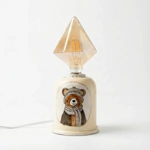 آباژور سرامیکی خرس شالگردندار فانتزی رومیزی