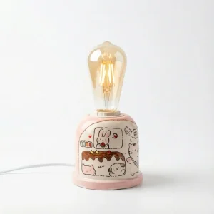 آباژور سرامیکی حیوانات بامزه فانتزی رومیزی با نور گرم